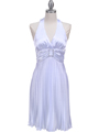 8543 White Halter Pleated Cocktail Dress - White, Front View Thumbnail