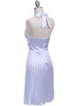 8543 White Halter Pleated Cocktail Dress - White, Back View Thumbnail