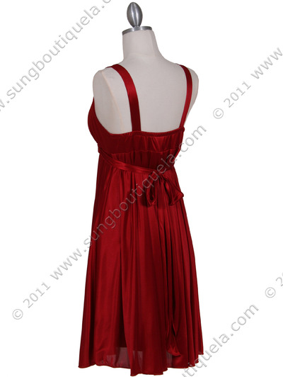 8563 Red Cocktail Dress - Red, Back View Medium