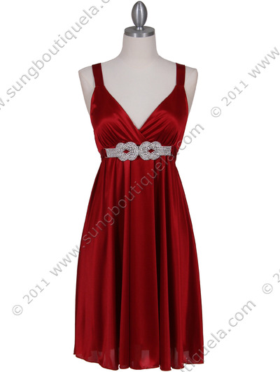 8563 Red Cocktail Dress - Red, Front View Medium