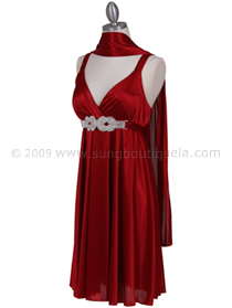 8563 Red Cocktail Dress - Red, Alt View Thumbnail