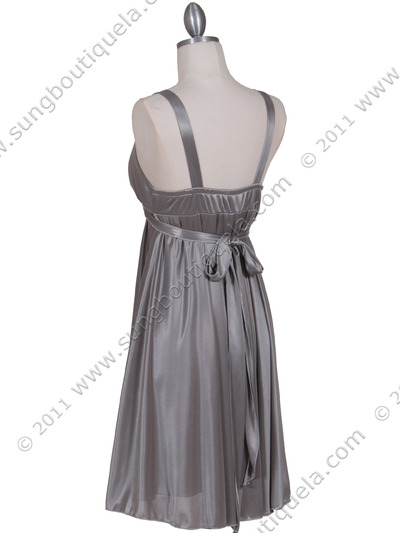 8563 Silver Cocktail Dress - Silver, Back View Medium