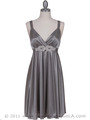 8563 Silver Cocktail Dress, Silver