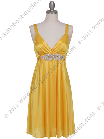 8563 Yellow Cocktail Dress - Yellow, Front View Medium