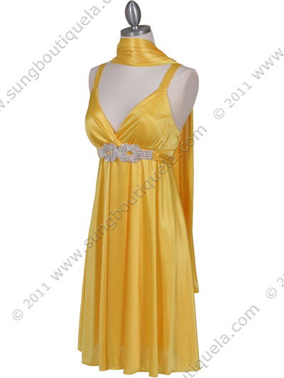 8563 Yellow Cocktail Dress - Yellow, Alt View Medium