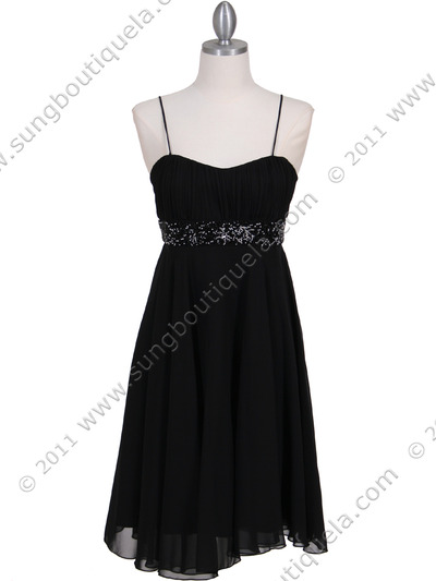 8569 Black Cocktail Dress - Black, Front View Medium
