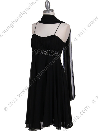 8569 Black Cocktail Dress - Black, Alt View Medium