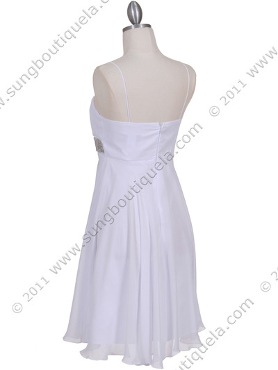 8569 White Cocktail Dress - White, Back View Medium