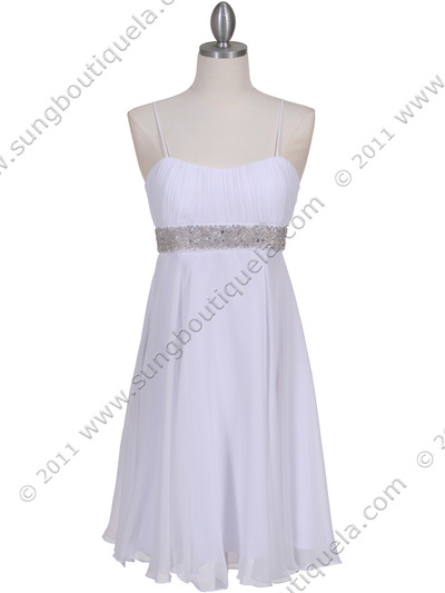 8569 White Cocktail Dress - White, Front View Medium