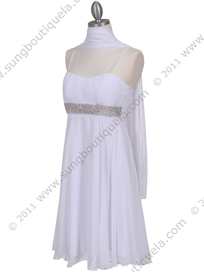 8569 White Cocktail Dress - White, Alt View Medium