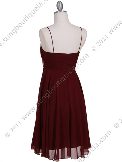 8569 Wine Cocktail Dress - Wine, Back View Medium