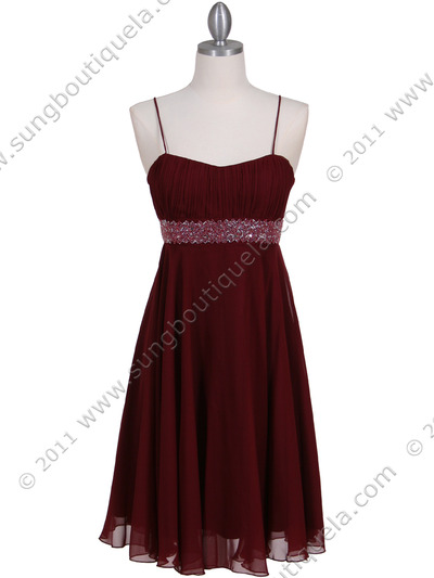 8569 Wine Cocktail Dress - Wine, Front View Medium
