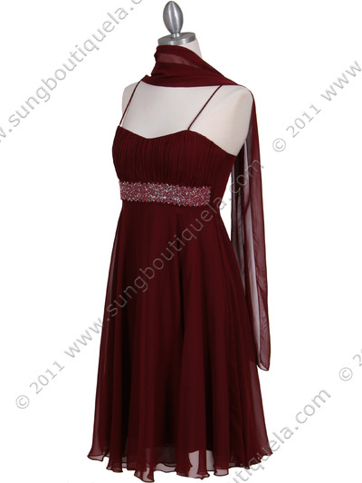 8569 Wine Cocktail Dress - Wine, Alt View Medium