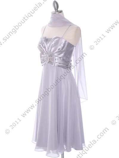 8610 Silver Cocktail Dress - Silver, Alt View Medium