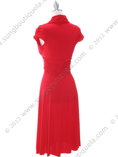 8614 Red Cocktail Dress - Red, Back View Medium