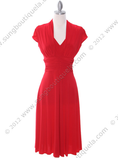 8614 Red Cocktail Dress - Red, Front View Medium