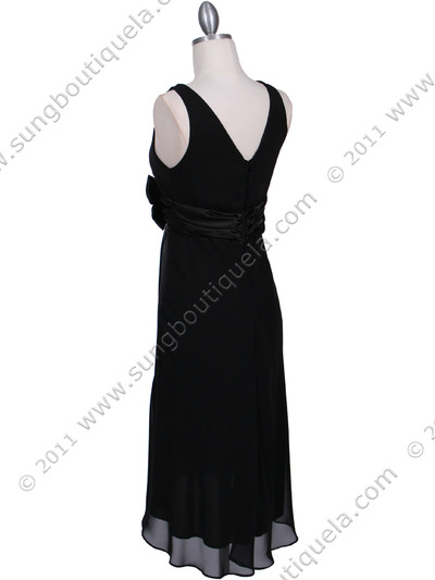 8632 Black Chiffon Cocktail Dress - Black, Back View Medium