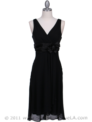 8632 Black Chiffon Cocktail Dress, Black