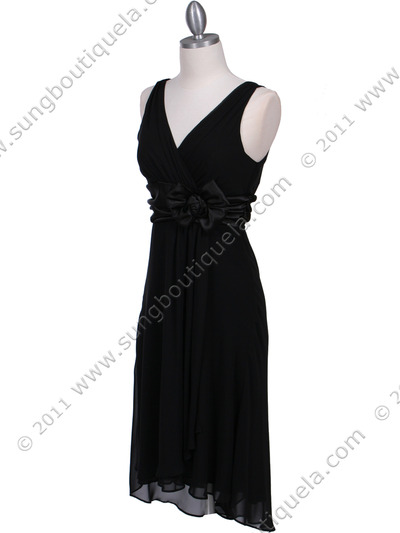 8632 Black Chiffon Cocktail Dress - Black, Alt View Medium