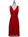 8632 Red Chiffon Cocktail Dress - Red, Front View Thumbnail