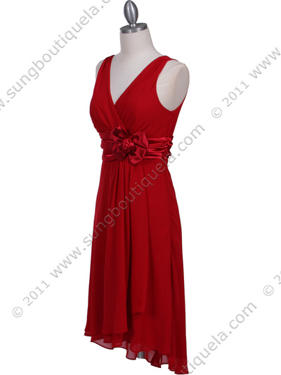 8632 Red Chiffon Cocktail Dress - Red, Alt View Medium