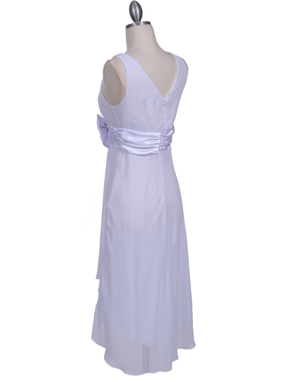 8632 White Chiffon Cocktail Dress - White, Back View Medium