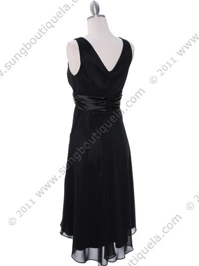 8641 Black Chiffon Cocktail Dress - Black, Back View Medium