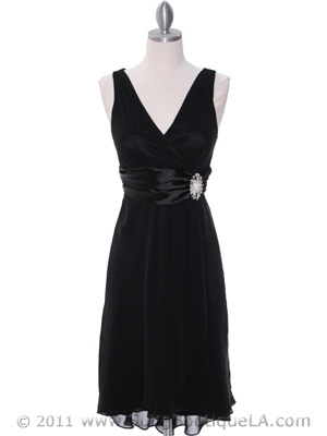 8641 Black Chiffon Cocktail Dress, Black