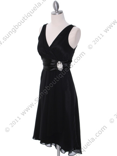8641 Black Chiffon Cocktail Dress - Black, Alt View Medium