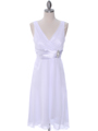 8641 White Chiffon Graduation Dress - White, Front View Thumbnail