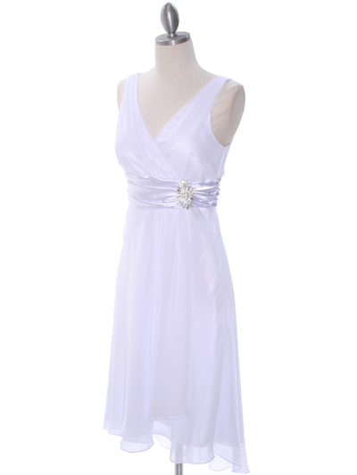 8641 White Chiffon Graduation Dress - White, Alt View Medium