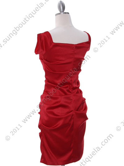 8638 Red Cocktail Dress - Red, Back View Medium
