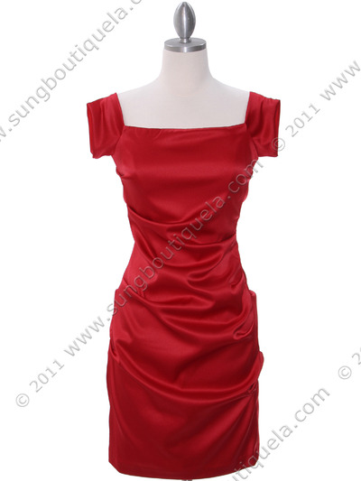8638 Red Cocktail Dress - Red, Front View Medium