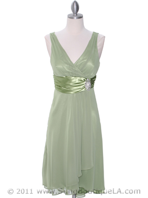 8641 Sage Chiffon Cocktail Dress, Sage