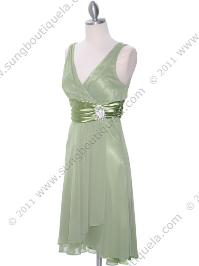 8641 Sage Chiffon Cocktail Dress - Sage, Alt View Medium