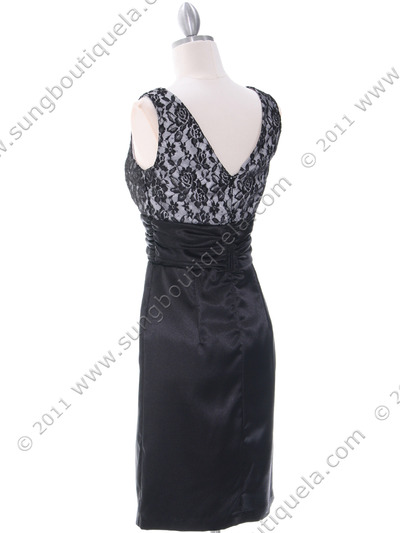 8653 Black and Silver Cocktail Dress - Black Silver, Back View Medium