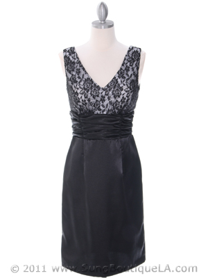 8653 Black and Silver Cocktail Dress, Black Silver