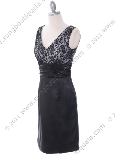 8653 Black and Silver Cocktail Dress - Black Silver, Alt View Medium