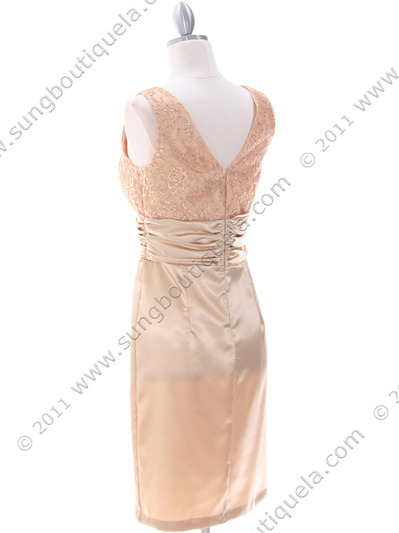8653 Gold Cocktail Dress - Gold, Back View Medium