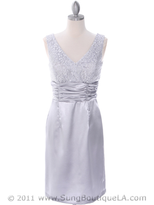 8653 Silver Cocktail Dress, Silver