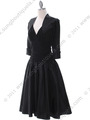 8658 Black Tea Length Dress with Bolero - Black, Alt View Thumbnail