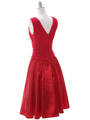 8658 Red Tea Length Dress with Bolero - Red, Back View Thumbnail