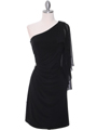 8659 Black One Shoulder Cocktail Dress - Black, Front View Thumbnail