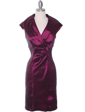 8671 Plum Taffeta Cocktail Dress, Plum
