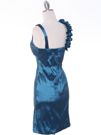 8674 Teal Taffeta Cocktail Dress - Teal, Back View Medium