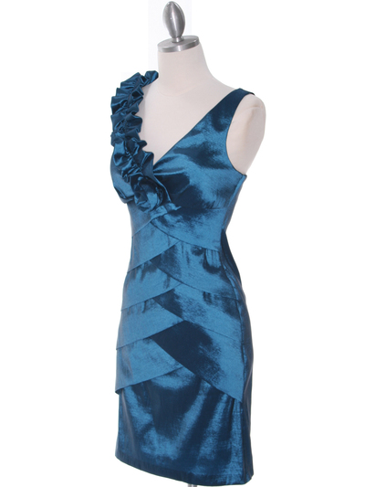 8674 Teal Taffeta Cocktail Dress - Teal, Alt View Medium