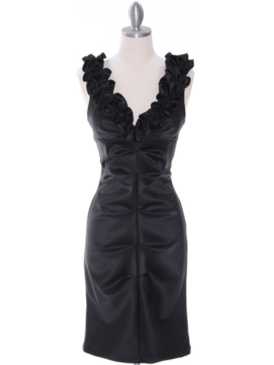 8681 Black Cocktail Dress - Black, Front View Medium