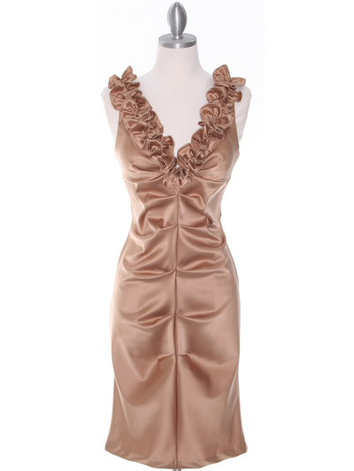 8681 Gold Cocktail Dress - Gold, Front View Medium
