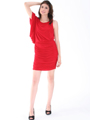 8711 One Sleeve Cocktail Dress - Red, Alt View Thumbnail