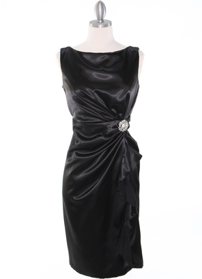 8712 Vintage Satin Cocktail Dress, Black